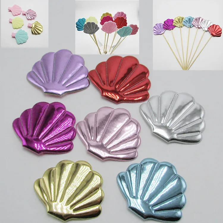 50pcs/lot 4.5x3.8cm Mix colors Pu Shell Padded Appliques For Cake Insert Cards and BB Clip Accessories  DIY Kid patches