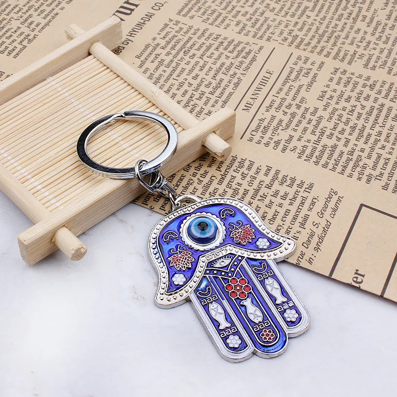 Lucky Eye Hamsa Hand Keychain Evil Eye Keychain Drop Oil Lobster Clasp Keychain Evil Eye Fashion Jewelry