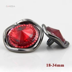 10pcs/lot Size:18-30mm Stylish Resin Rhinestone Red Buttons for Overcoat Steepletop Design Round Button Garment (ss-7606)