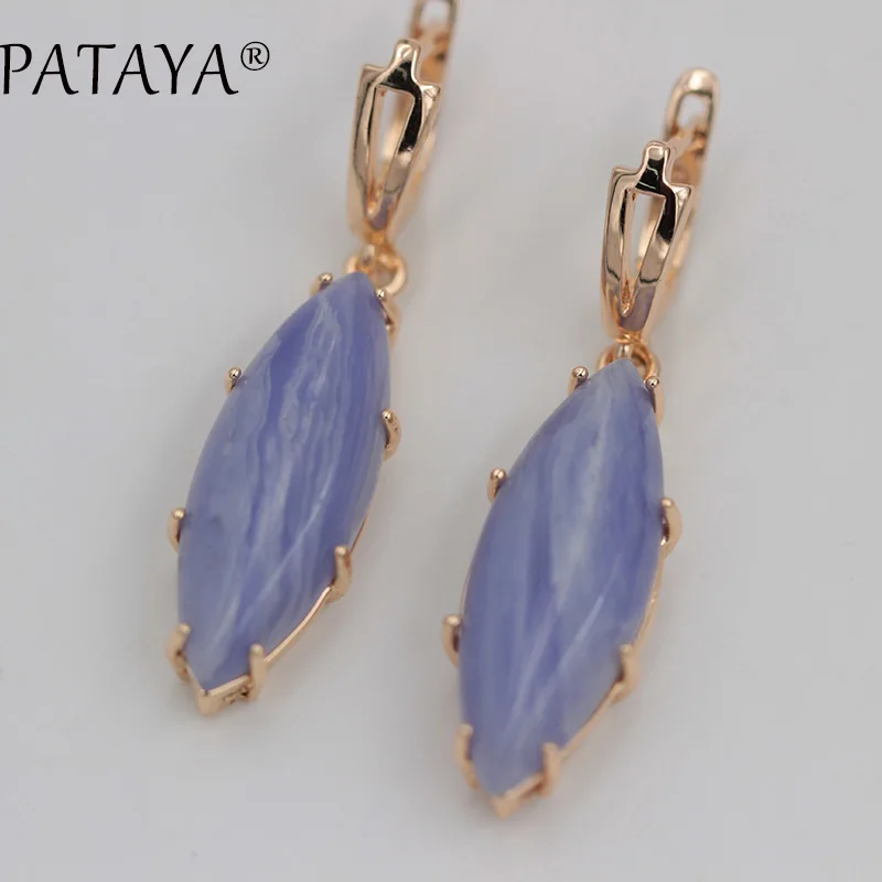 PATAYA Exclusive Sale 585 Rose Gold Color Drop Earrings Multicolor Natural Stone Earrings Women Party Wedding India Jewelry