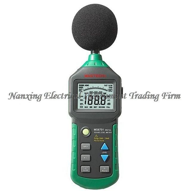 

MASTECH MS6701 Autoranging Digital Sound Level Meter Decibel Tester Noise Meter with RS232 Interface and Software,30dB to 130dB