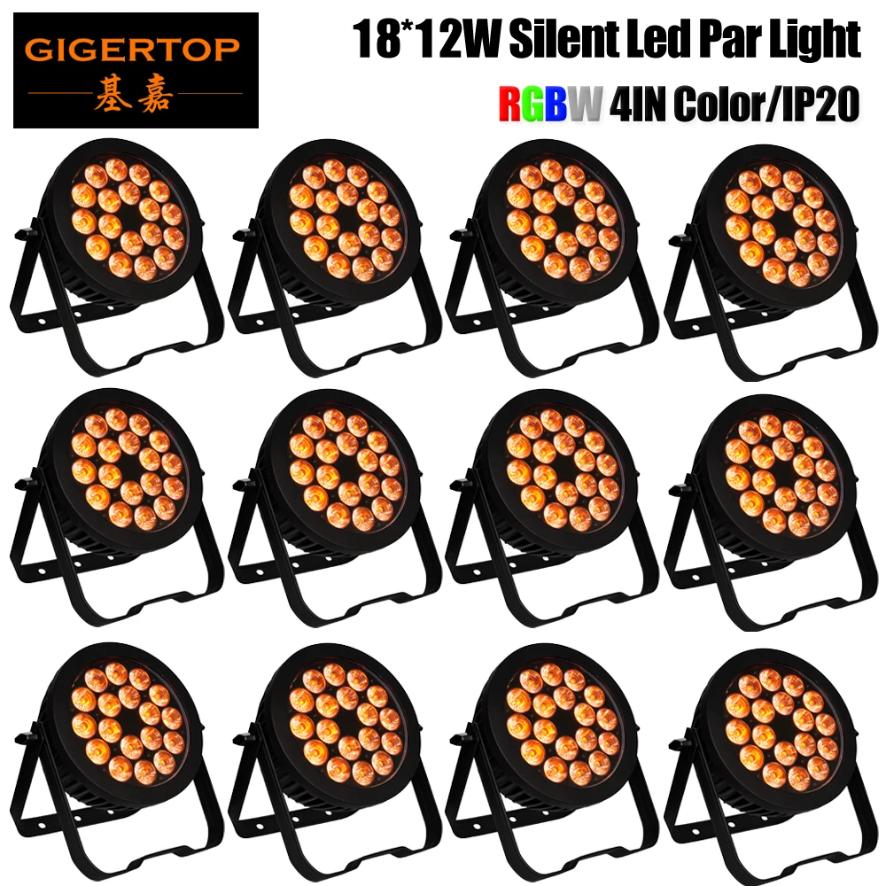 

Discount Price 12 Unit Par64 LED 18x12W RGBW 4IN1 Color Indoor Aluminum Par Light Not Waterproof DMX512 Stage Disco Light