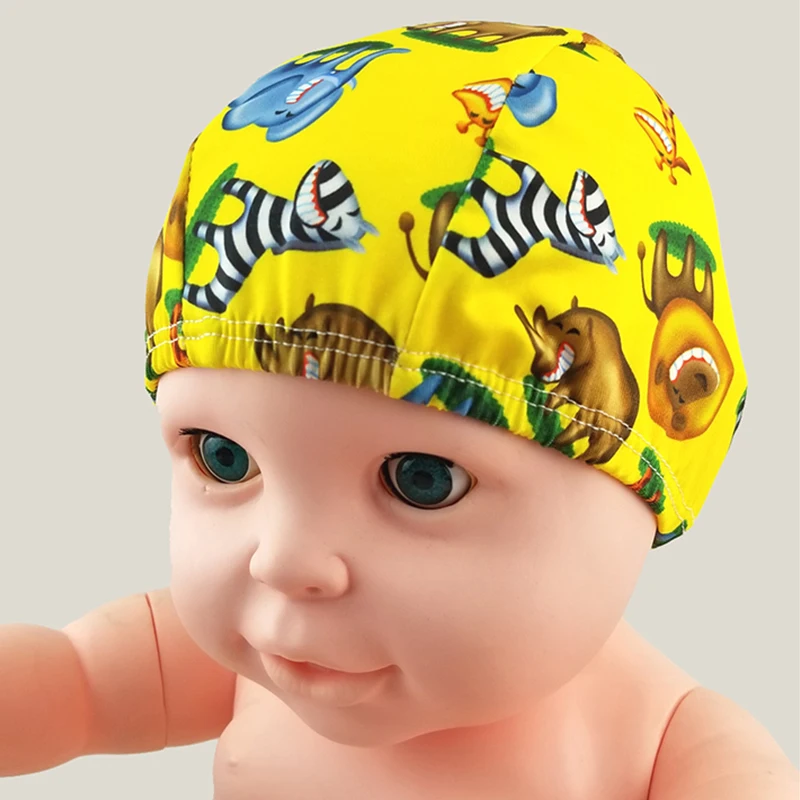 2pcs Baby Newborn Cute Swimming Caps 0-6Y Infant Cartoon Printed Swimming Hats Bathing Waterproof Caps For Children Boys Girls