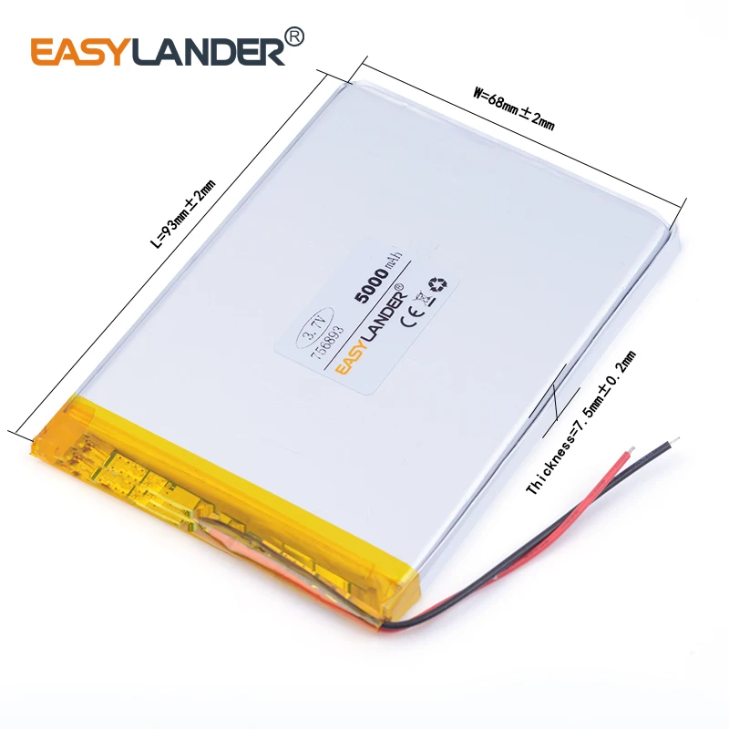 3.7 5000mah 756893 bateria do íon do lítio do polímero/li-íon para o banco de potência do orador do telefone celular do pc dvd da tabuleta gps