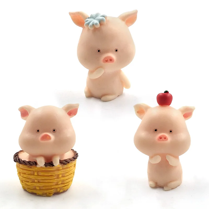 Mini Cute Pig figurine Animal Model Moss micro landscape Resin Craft home decor miniature fairy garden decoration accessories