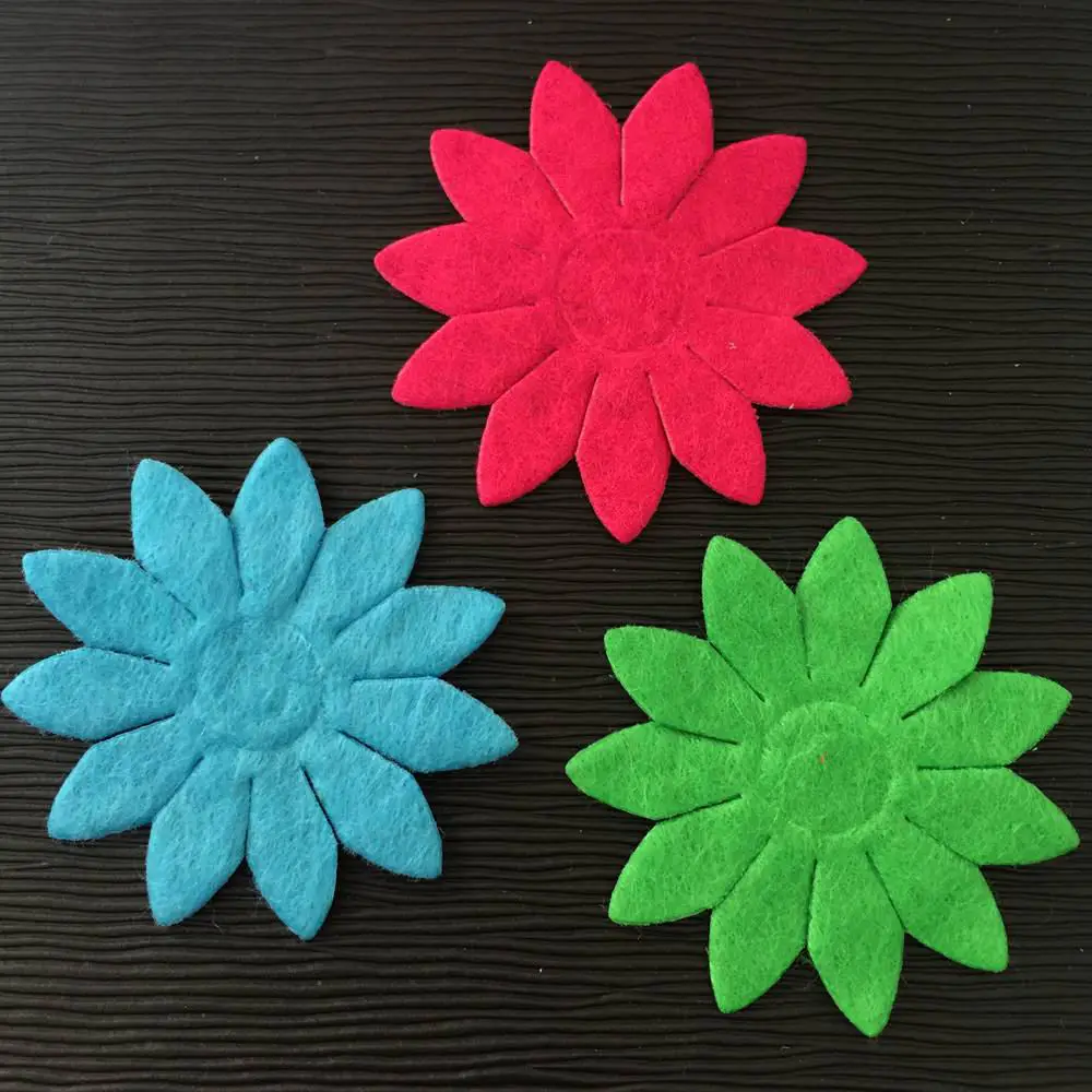 NEW 50PCS Mix 40mm Padded Felt Spring Flower Appliques Crafts Wedding Making DIY A73A