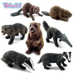 Simulation forest wild animal model one piece Badger Wolverine Anteater Beaver Bear action figure PVC toy figurine Gift For Kids