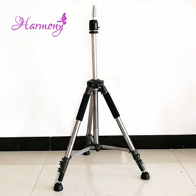 1pcs Silver Color Hair Salon Adjustable Tripod Stand Mannequin Training Head Holder Wig Stand Clamp