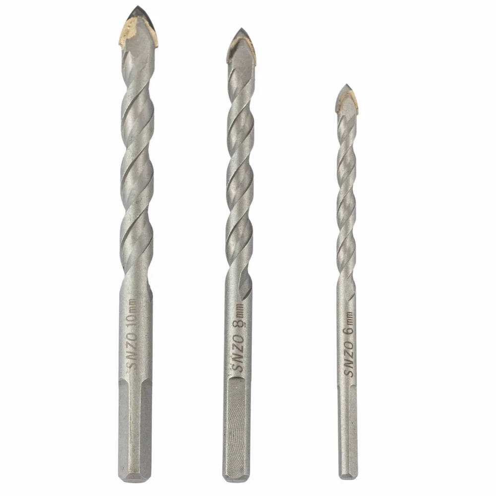 

3Pcs 6 8 10 mm Threaded Triangle Carbide Alloy Drill Bits Set Hole Saw Woodworking Tools For Ceramics Glass Tile Wood