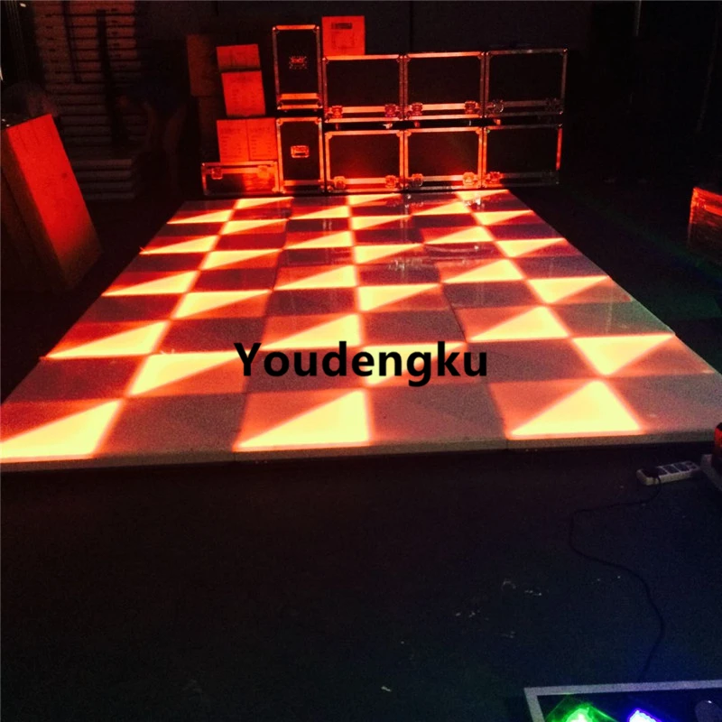 

2 pieces China high quality dj stage light wedding dmx512 rgb led dance floor Square acrylic led dance floor for sale