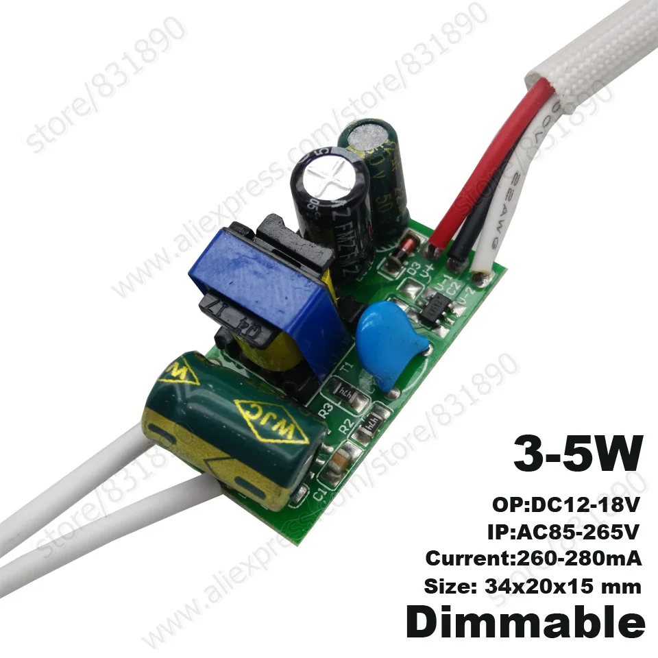 5pc LED Driver inside Dimmable Color Lighting Transformer 3/5/7/9/12/15/18/36W Constant current Driver For LED Bulb Downlight