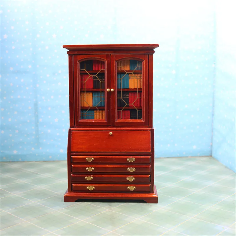 

Doub K 1:12 dollhouse miniature furniture toy wooden elegant wardrobe bookcase dolls house pretend play toys for girls children