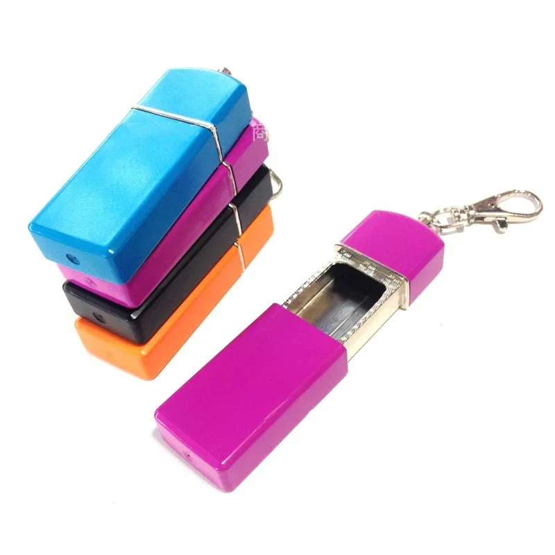 Fashion Portable Ashtray With lid Keychain Pocket Mobile Ashtray auto aschenbecher Mini Cigarette Metal Bottle Storage Package