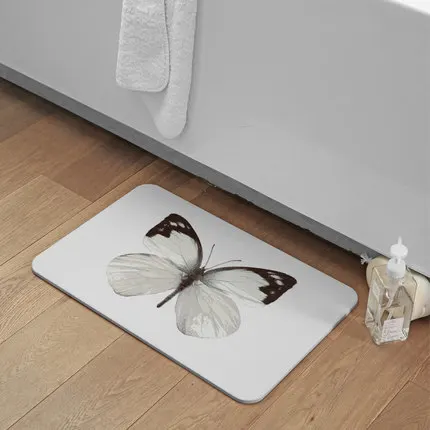 Fashionable Natural Diatom Mud Carpet, Absorbent Mats, Cute Butterfly Rug