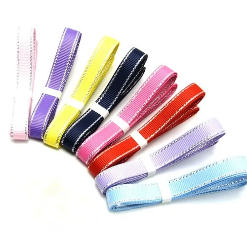 

(12 Colors Mix) 6mm Silver Edge Grosgrain Ribbon DIY Sewing Tapes & Packing Accessories Ruban Solid Ribbons 12Yards/lot Y01