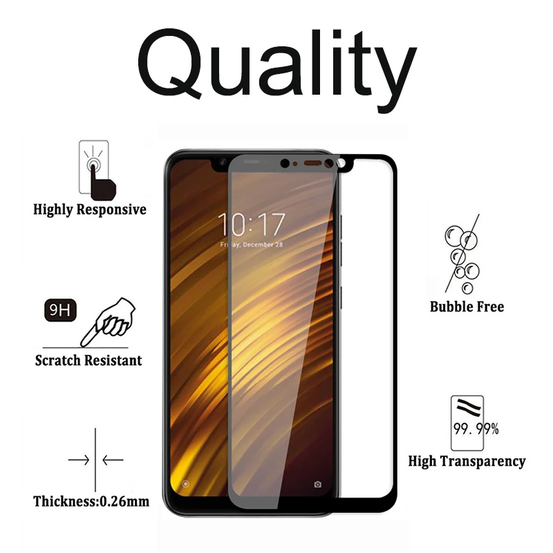 2Pcs Pocofone F1 Tempered Glass For Xiaomi Pocophone F1 Screen Protector Xiomi Mi Poco X3 Pro F3 M3 F 1 3 Pocof1 Protective Film