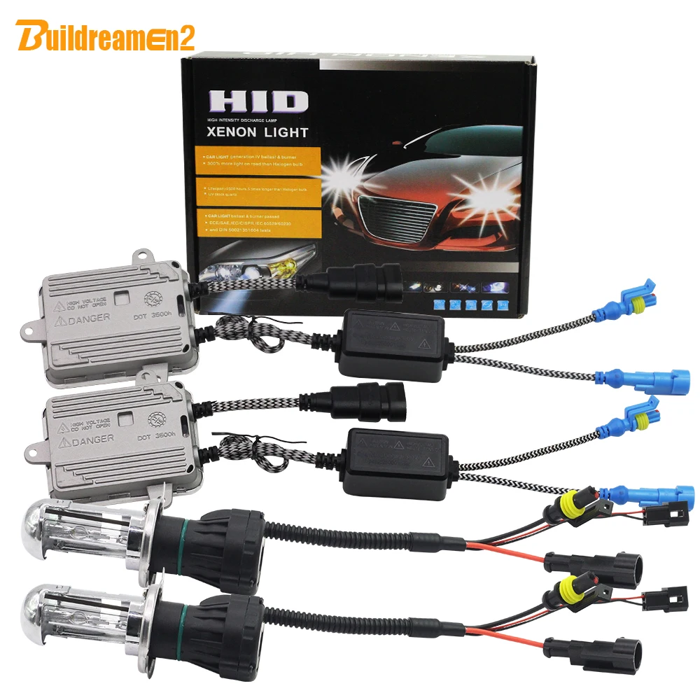 

Buildreamen2 55W Bi Xenon H4 Hi/Lo AC HID Xenon Kit Ballast Bulb Harness Wire 3000K-12000K 12V Replacement Car Headlight Light