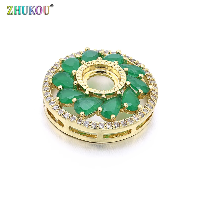 19*19mm New Fashion Brass Cubic Zirconia Round shape Charms Connectors DIY Jewelry Findings Making,  Model: VS291