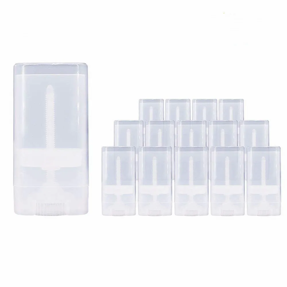 

1000pcs 15g/15ml deodorant container lip balm tube white and clear flat deodorant empty lipstick tube