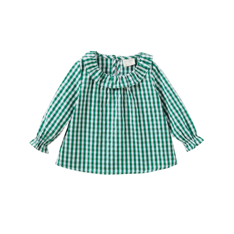 Baby Girl Clothes  Plaid  Cotton Long Sleeve Shirts Doll Collar Princess Shirt Children\'s Clothing Toddler Casual Tops