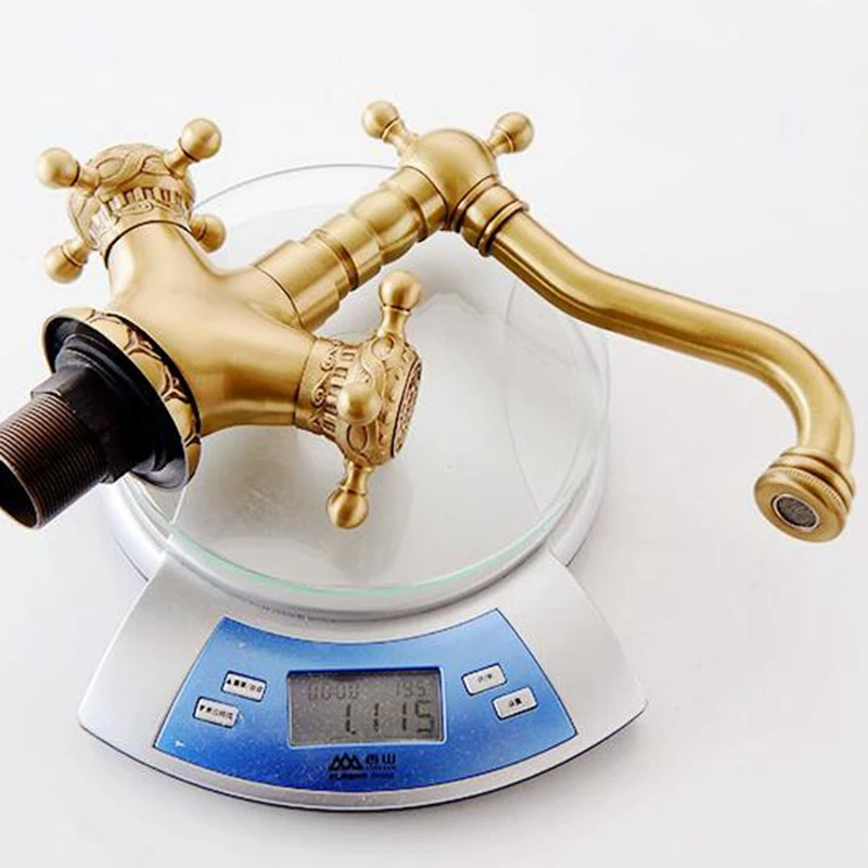 Imagem -05 - Antique Bronze Torneira Pia do Banheiro Alça Dupla Deck Montado Torneira Misturadora de Água Quente e Fria Lavatório do Guindaste Ml309