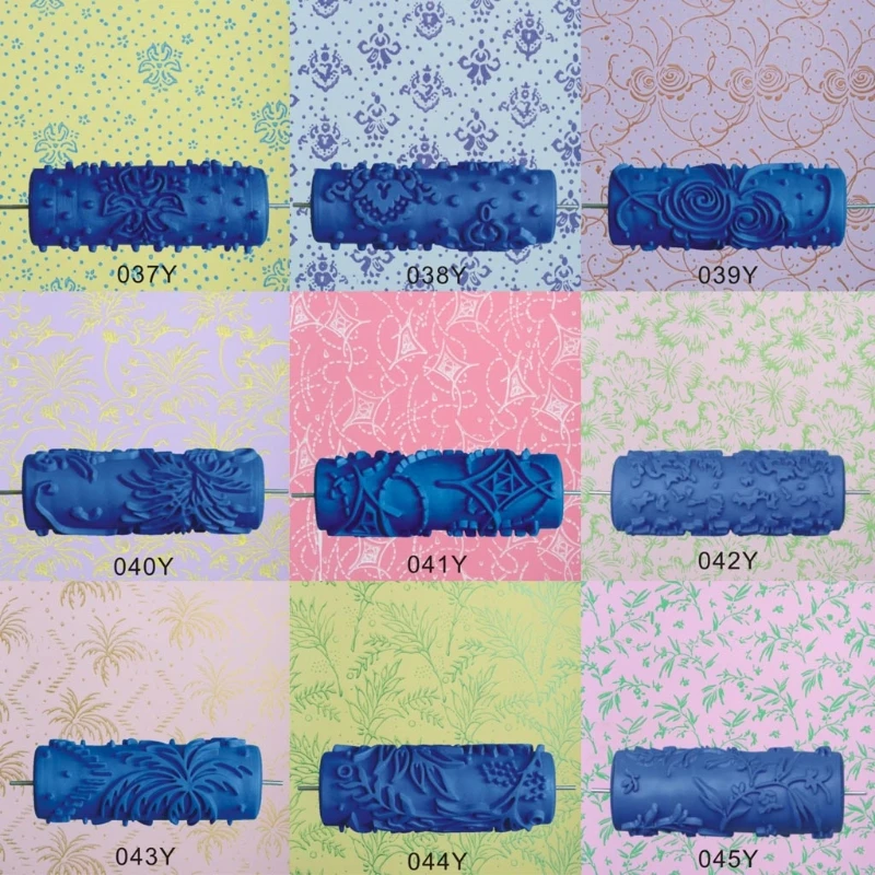 5 inch Embossed Paint Roller Sleeve Wall Texture Stencil Brush Pattern Decor