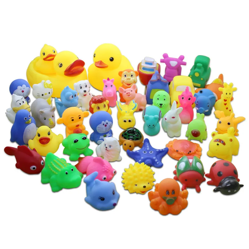 12 styles Lovely Mixed Animals Colorful Soft Rubber Float Squeeze Sound Squeaky Bathing Toy For Baby Children's gift