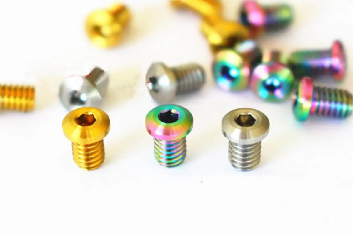 (2) M4x5mm Ti/Golden/Rainbow GR5 TC4 Titanium Screws For Road Bike Caliper Brake