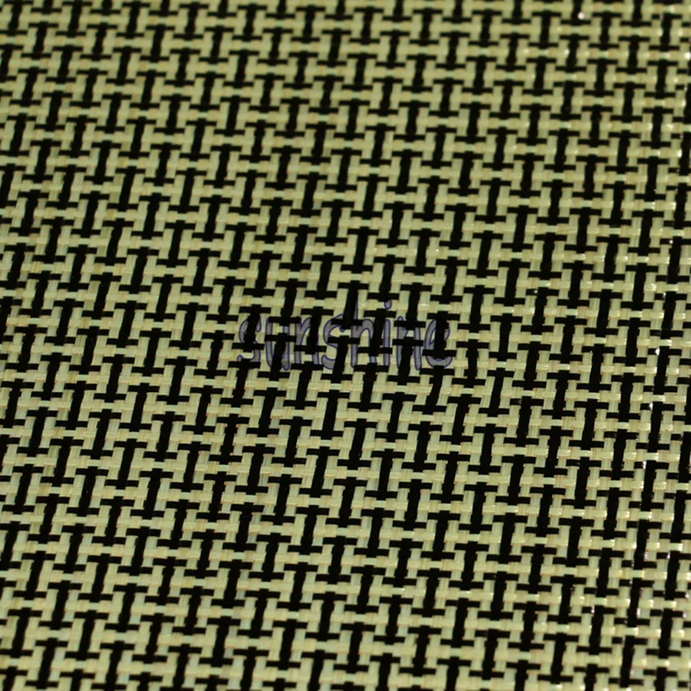 185gsm Carbon Aramid Fiber Hybrid Fabric Plain woven  I-shaped Square Fabric Yellow