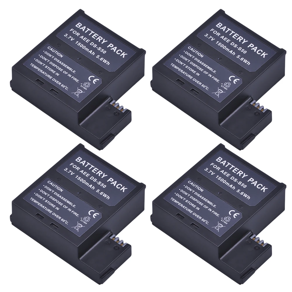 

Durapro 4pc 3.7V 1500mAH DS-S50 DSS50 DS S50 Camera Battery for AEE D33 S50 S51 S60 S71 S70 DS-S50 Bateria