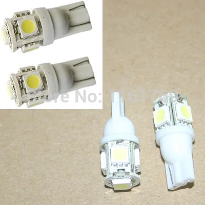 2pcs T10 5 SMD 5050 Bulbs Car Side LED Light 194 168 W5W White/Red/Green/Blue LED Wedge Lamp