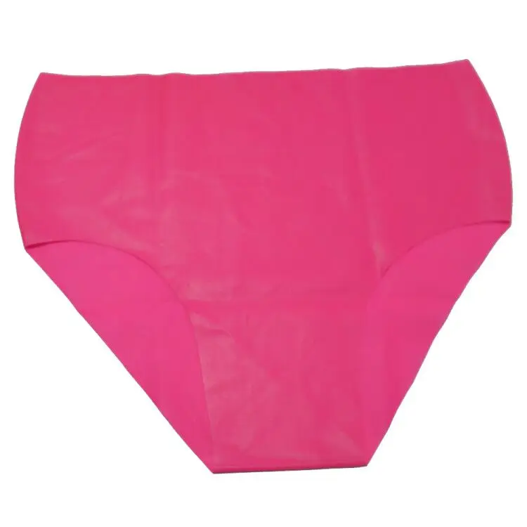 Ropa interior de látex rosa para mujer, bragas de goma Sexy