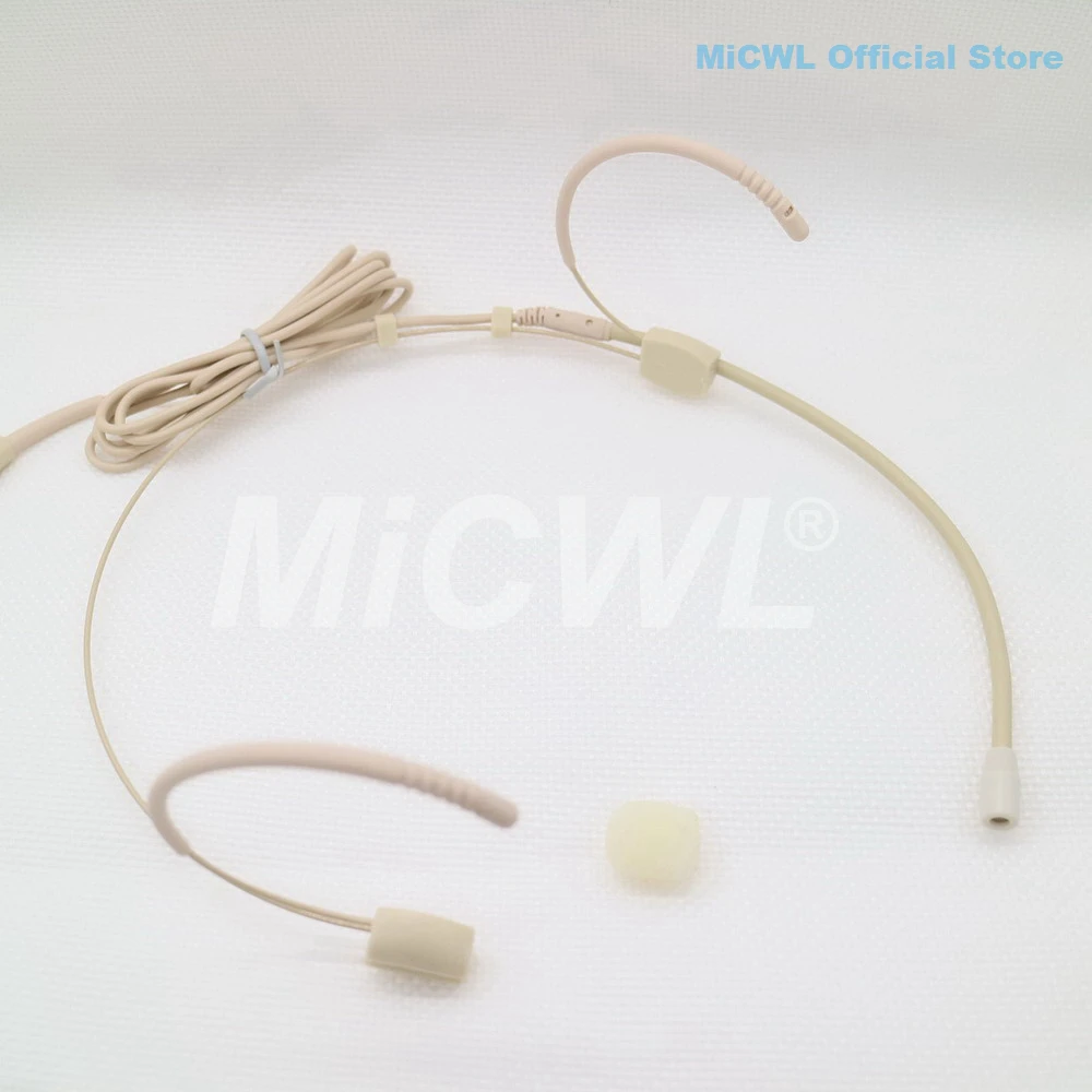 New Beige Head HeadMic Headset Microphone For Audio-Technica Radio Mic System Omnidirectional Mic Hirose 4-Pin Lock