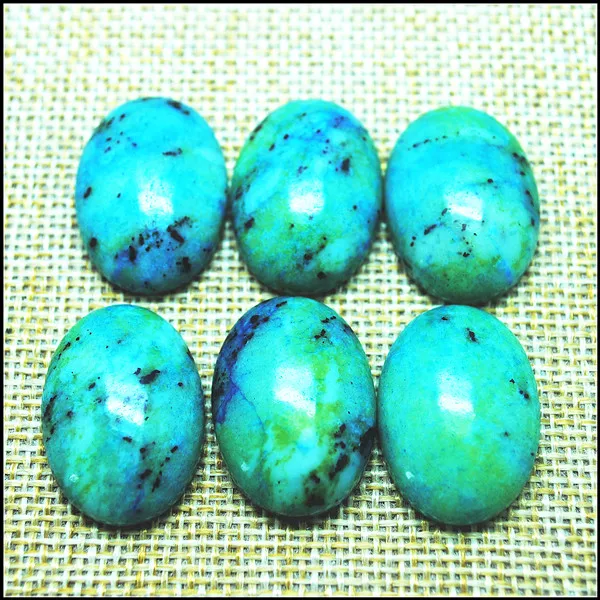 10Pcs Natuur Chrysocolla Gem Stone Kralen Cabochons Geen Gat Ovale Vorm Size 18X25Mm Spacer Kralen Voor hangers Maken