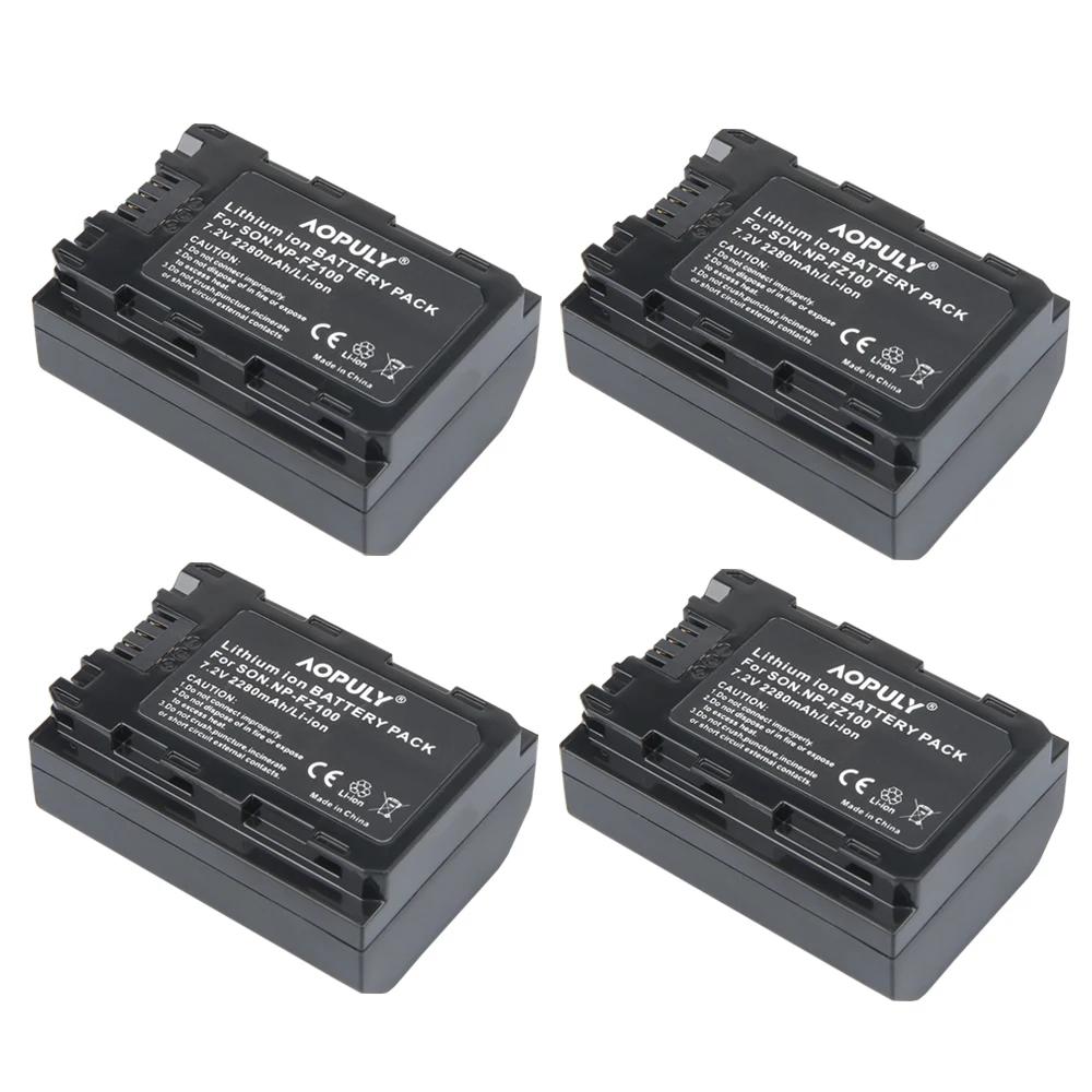 4Pcs NP-FZ100 NP FZ100 NP FZ100 Camera Battery NPFZ100 for Sony Alpha 9 A9 9R A9R 9S A9S A7RIII A7R3 7RM3 A7m3 BC-QZ1