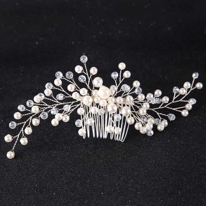 bijoux de tete mariage FORSEVEN mariée accessoires de cheveux de mariage cristal perle peignes de cheveux pièces de tête nuptiale Noiva diadème couronne bijoux de cheveux pour les femmes