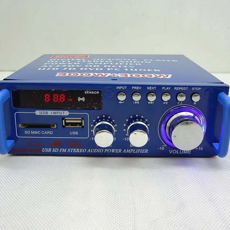 Mini amplificatore di potenza Bluetooth con telecomando Ciclo ad anello singolo memoria rotta fatazione multifunzione AC12V DC220V 300W + 300W