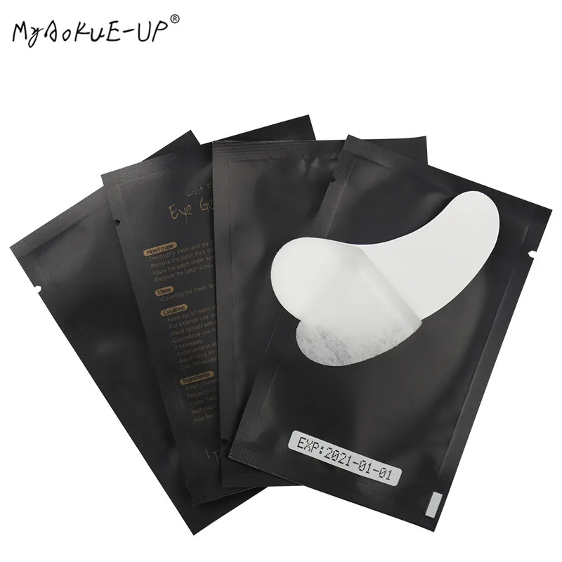 50 pairs Black Package Gel Eye Patches For Eyelash Extension Under Eye Pads Eyelash Paper Patches Tips Sticker Makeup Tools