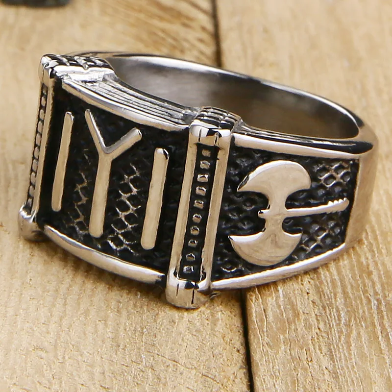 Valily Kayi Obasi Flag Ottoman Empire Ring Men Stainless Steel Men\'s Single Vintage Ring Fashion Ottoman Empire Jewelry for Men