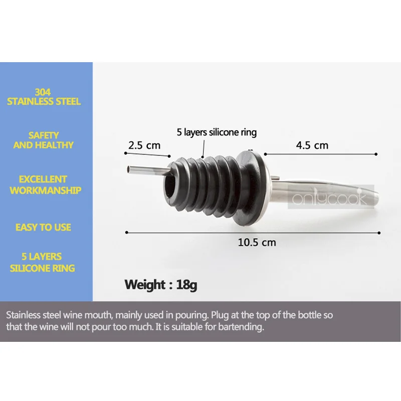 1pcs Stainless steel wine bottle pourer oil bottle stopper wine mouth bottle stopper separator Barware kitchen tools