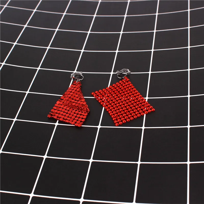 New Arrival Small Round Piece painting Square Shape Clip on Earrings Without Piercing for Women Fashion No Hole Earrings Bijoux