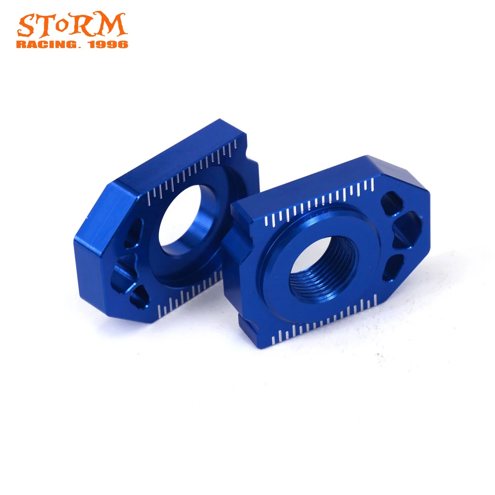 Motorcycle CNC Blue Axle Block Chain Adjuster For HUSQVARNA TC85 TC125 TC250 TE125-TE300 FC250 FC350 FC450 FE250-FE501