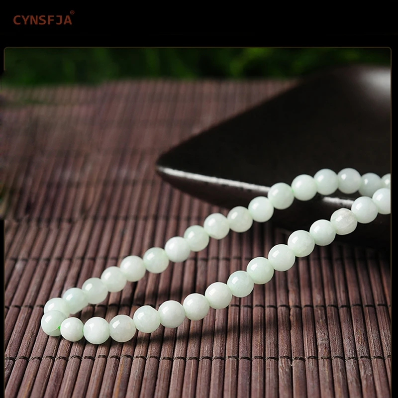 CYNSFJA Real Certified Natural Burmese Emerald Feicui A Jadeite Women's Jade Necklaces 6mm Light Green High Quality Elegant Gift