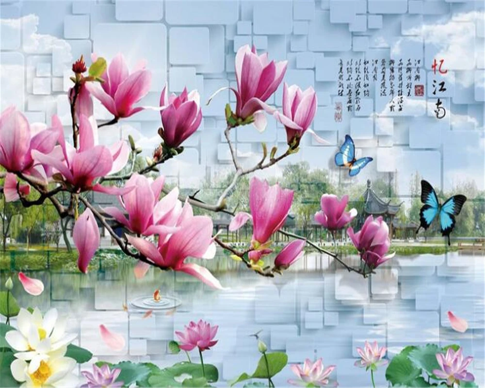 

Beibehang 3D Wallpaper Jiangnan Landscape 3D TV Backdrop Living Room Bedroom Background Mural photo wallpaper for walls 3 d