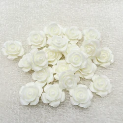 30pcs/pack 15mm 3D Resin Rose Flower Flat Back Cabochon Scrapbook Resin Embellishment Jewelry Making Nail Decoration -B020