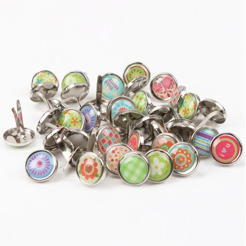 20 sztuk mieszane okrągłe metalowe szpilki Brad kolce Scrapbooking zdobienie zapięcia Brads rzemiosło Pushpin dekoracja 10x12mm MZ5X