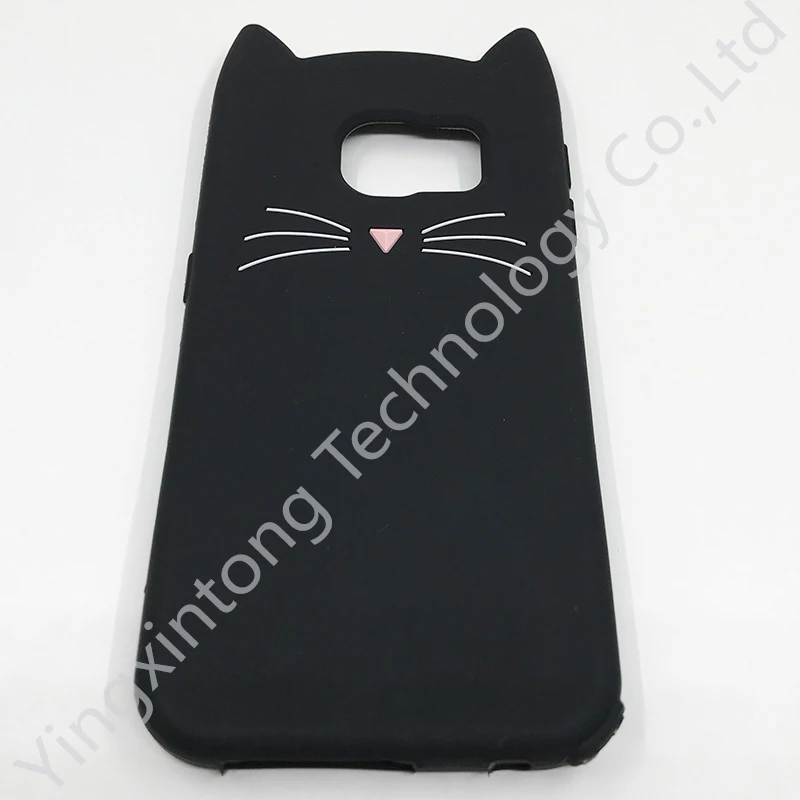 Cute Cat Ears Phone Case For Samsung Galaxy S6 S7edge J4+ J4 Plus 2018 3D Cartoon Shockproof Soft Silicone Back Cover
