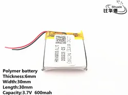 10pcs/lot 3.7V 600mAH 603030 Polymer lithium ion / Li-ion Rechargeable battery for DVR,GPS,mp3,mp4