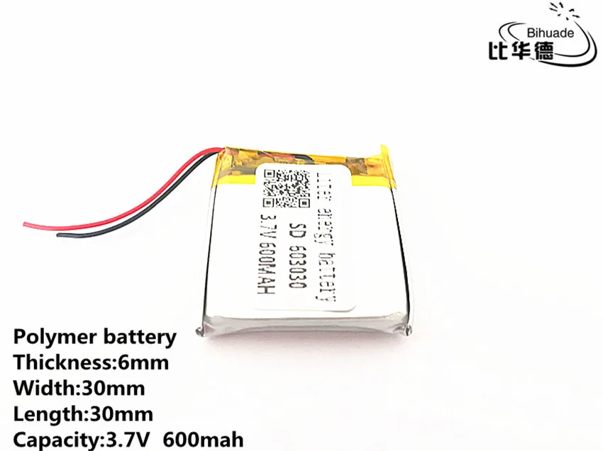 10pcs/lot 3.7V 600mAH 603030 Polymer lithium ion / Li-ion Rechargeable battery for DVR,GPS,mp3,mp4