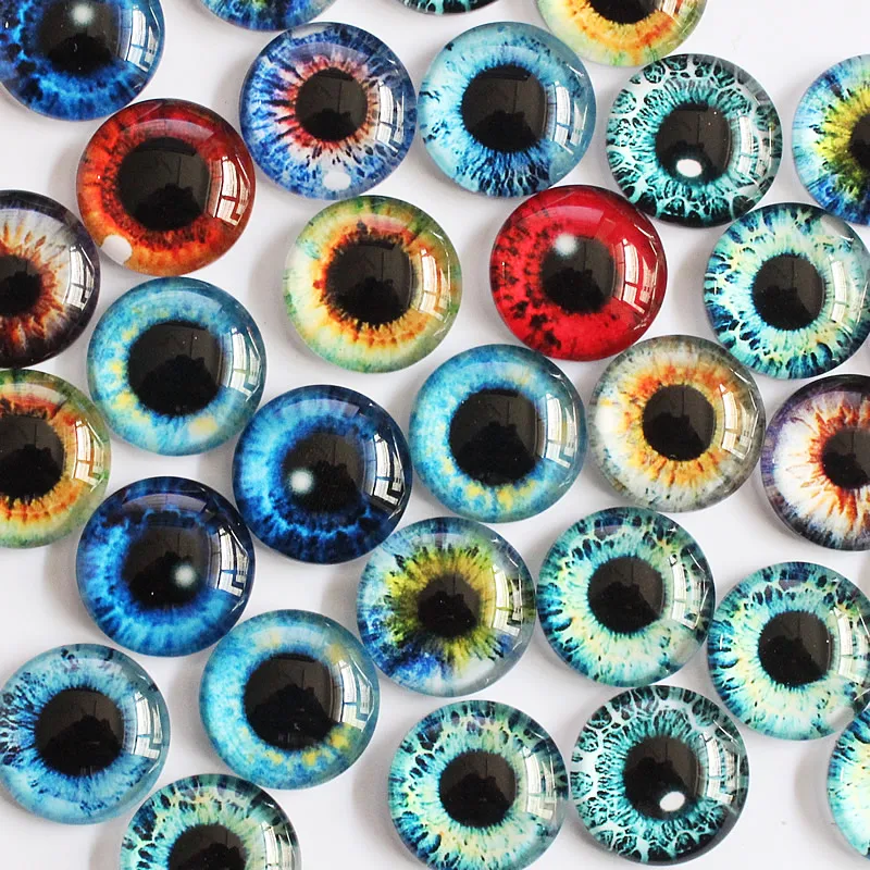 

8mm 10mm 12mm14mm 16mm 18mm 20mm 25mm Random Mixed Doll Eyes Round Glass Cabochon Flatback Photo Accessory Earrings Base